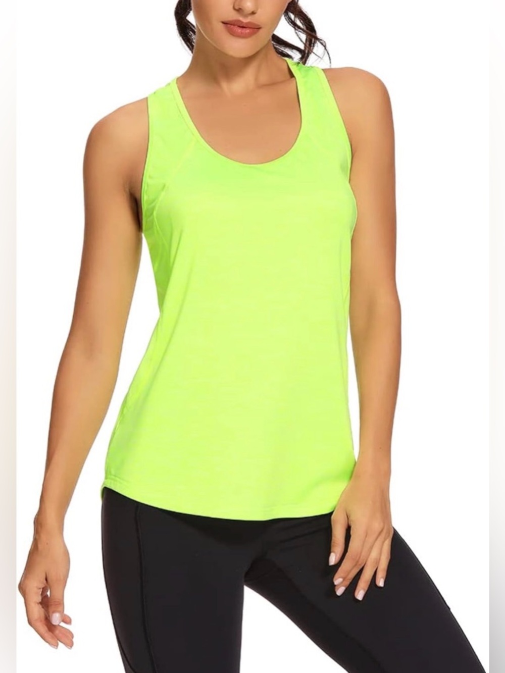 Mesh Racerback Workout Tank Top - Neon Yellow (QUCCEFODS)